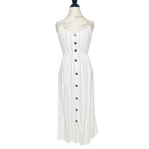 Streetwear Society | Women | Stripe Linen Blend Fit And Flare Midi Dress | Large